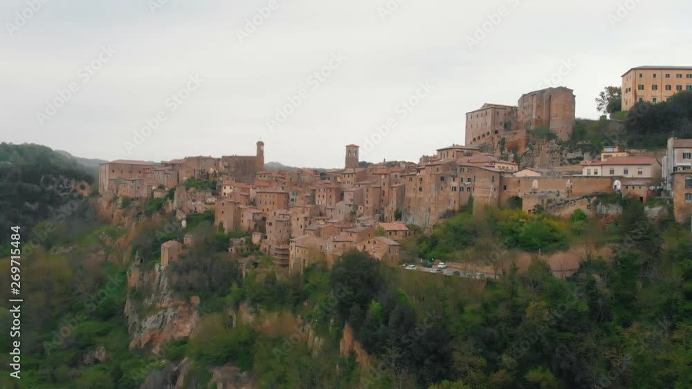 Aerial view on the old town surrounded by forest Aerial view on the old town surrounded by forest