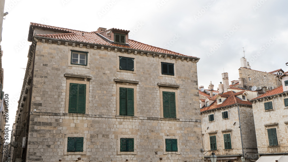 Stradun is the biggest, longest and widest street in historical center of Dubrovnik - UNESCO World Heritage Site. Croatia, Europe. Old town