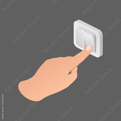 Hand press on double switch button isometric