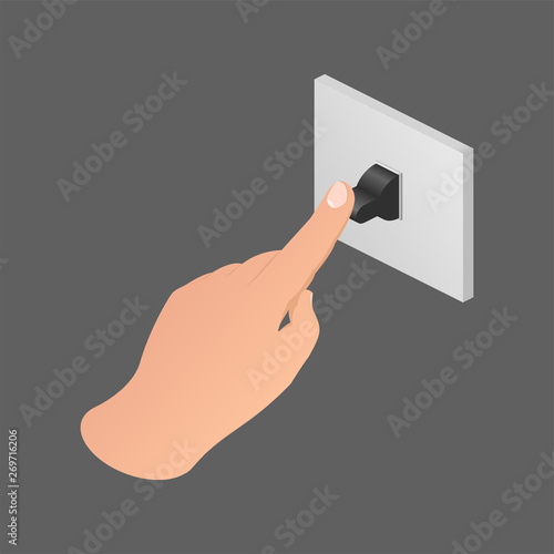 Hand press on old switch toggle isometric