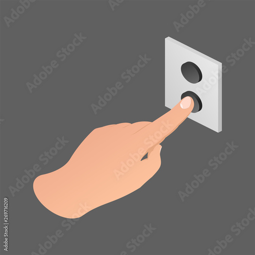 Hand press on old button isometric
