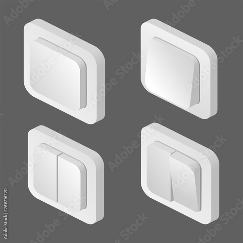Set switch toggle button isometric icon vector illustration