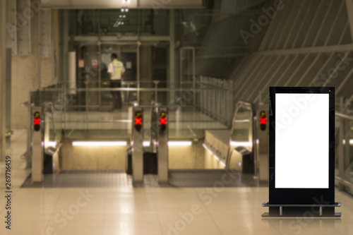 beautiful blank advertising billboard at airport background large LCD advertisement