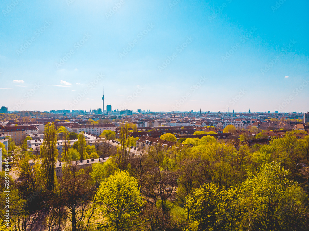 colorful picture from berlin taken by a drone