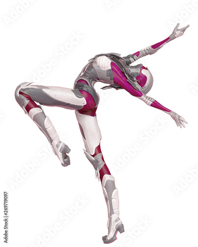 red alien female on white background © DM7