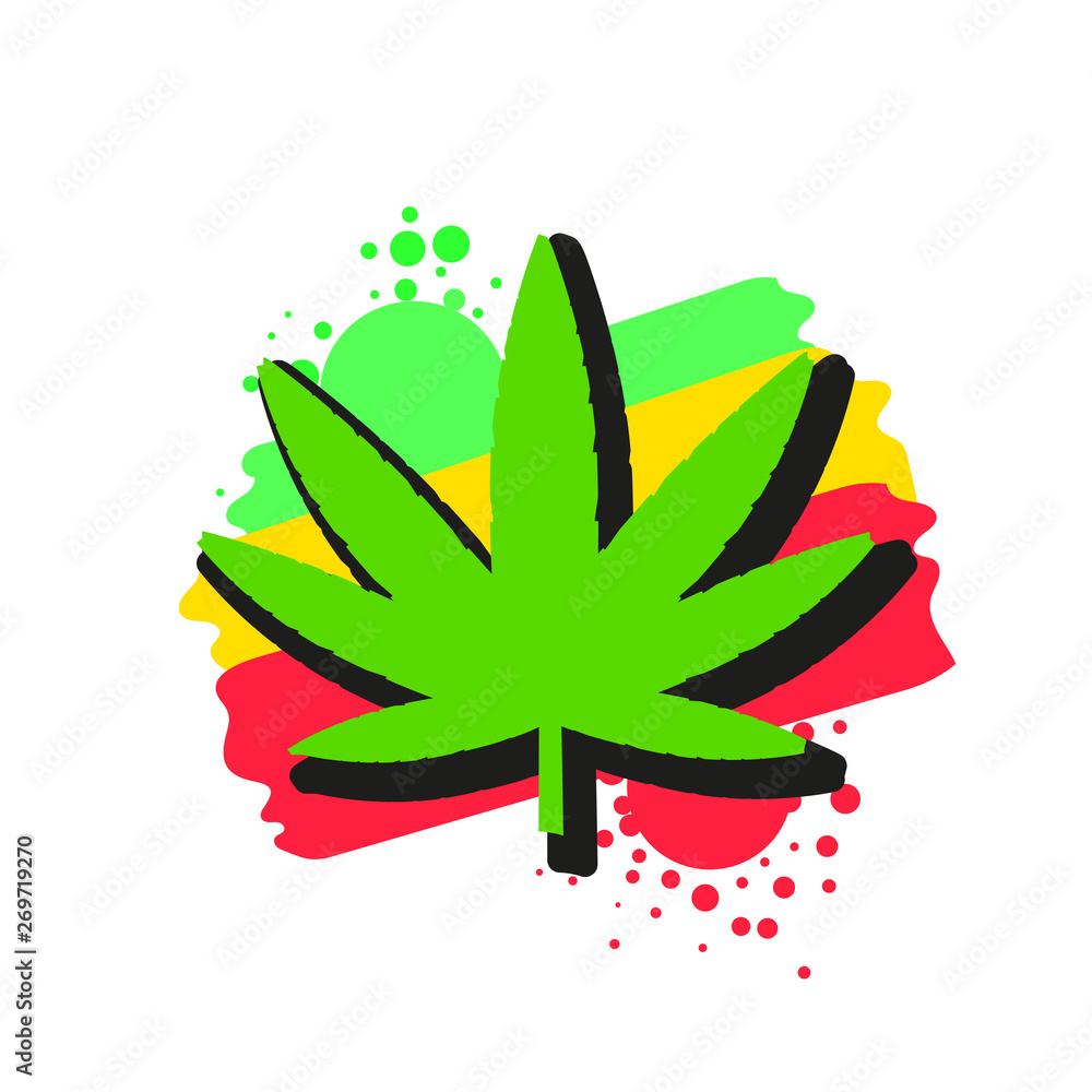 Medical Cannabis Logo With Marijuana Leaf Watercolor Style Vector