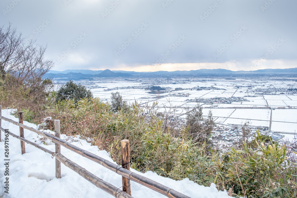 Fototapeta premium View of Hachiman mountain in Omihachiman city, Kyoto prefecture