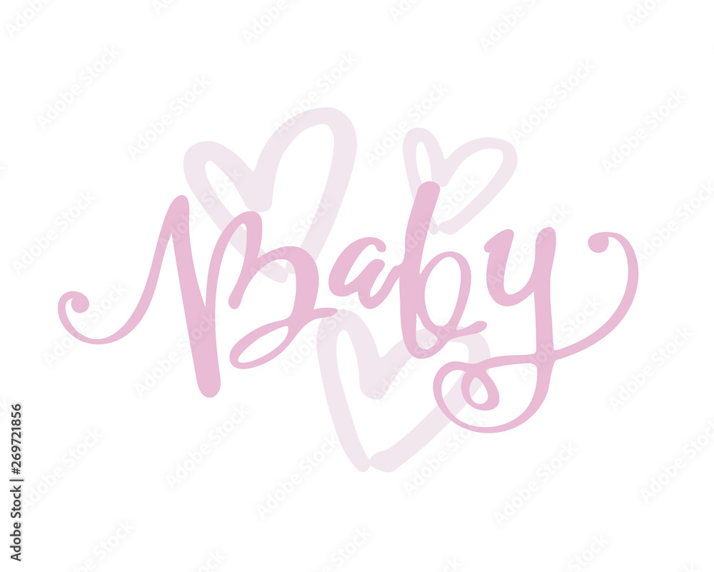 Fototapeta premium Baby - cute hand drawn doodle lettering poster banner art