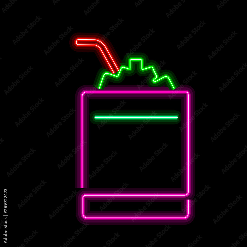 Neon cocktail icon on a black background - Vector Neon cocktail icon on a black background - Vector