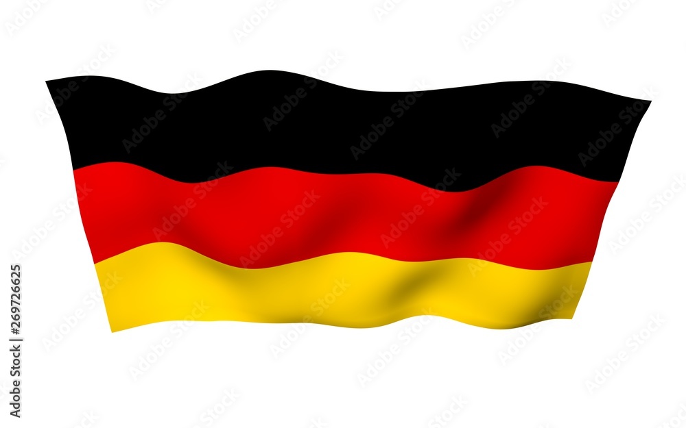 Naklejka premium Flag of Germany. Wide format 3D illustration. State symbol of the Federal Republic of Germany. 3D rendering