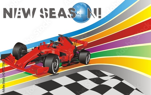 Racing car on the background of the track