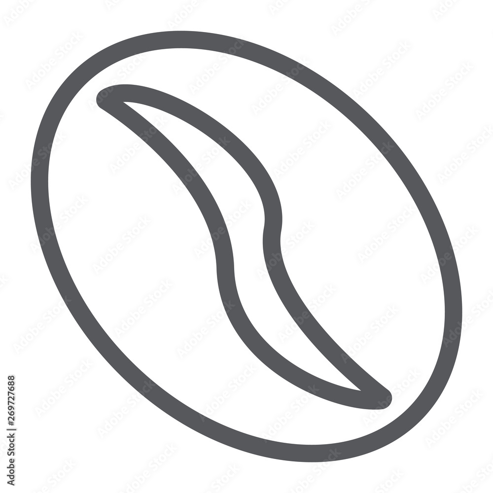 Coffee bean line icon, coffee and plant, seed sign, vector graphics, a linear pattern on a white background. Coffee bean line icon, coffee and plant, seed sign, vector graphics, a linear pattern on a white background.