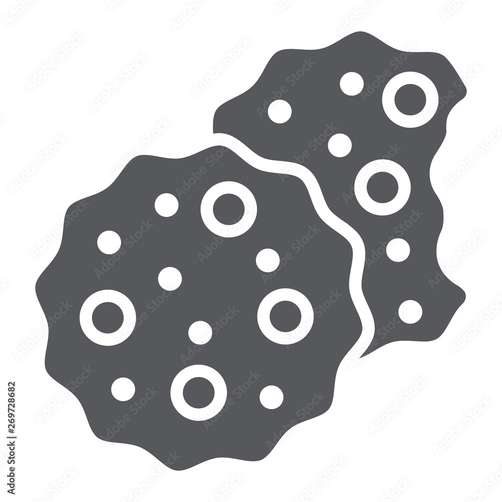 Cookies glyph icon, sweet and food, biscuit sign, vector graphics, a solid pattern on a white background. Cookies glyph icon, sweet and food, biscuit sign, vector graphics, a solid pattern on a white background.