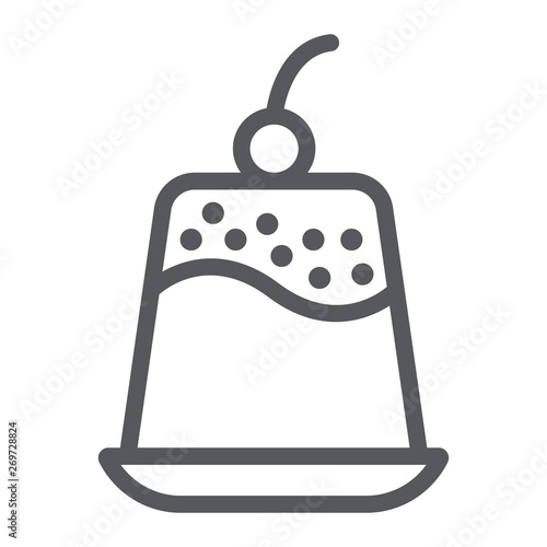 Pudding line icon, sweet and food, dessert sign, vector graphics, a linear pattern on a white background.