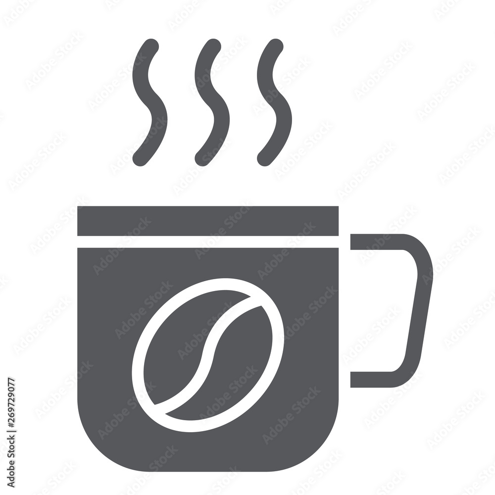 Hot coffee glyph icon, coffee and drink, coffe mug sign, vector graphics, a solid pattern on a white background. Hot coffee glyph icon, coffee and drink, coffe mug sign, vector graphics, a solid pattern on a white background.