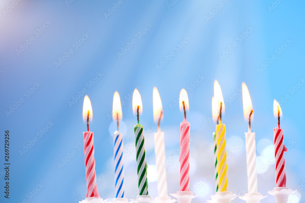 birthday candles on blue background birthday candles on blue background