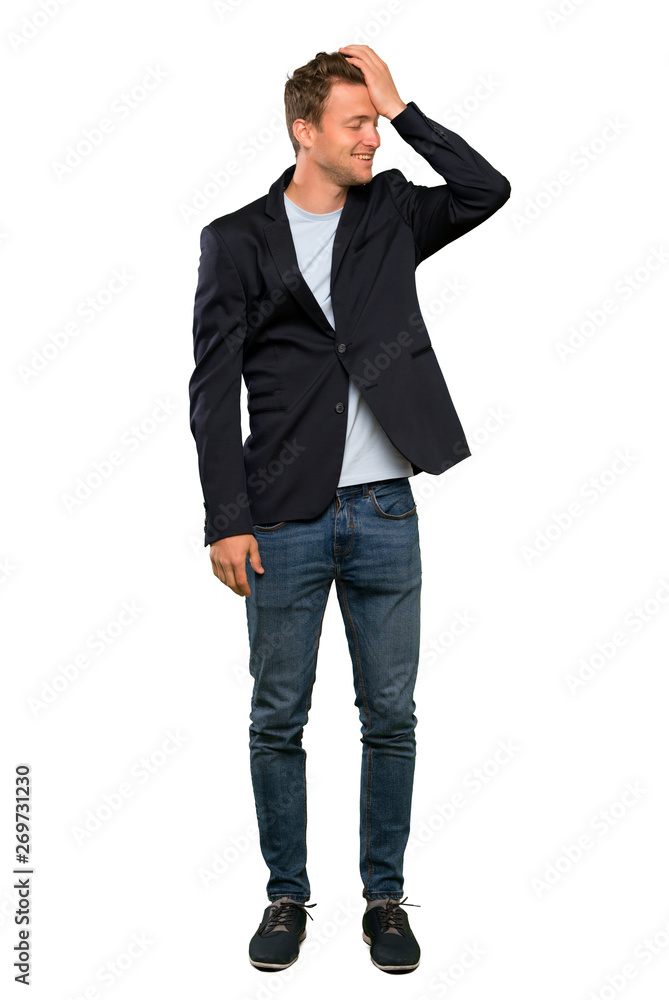 Blonde handsome man has realized something and intending the solution Blonde handsome man has realized something and intending the solution