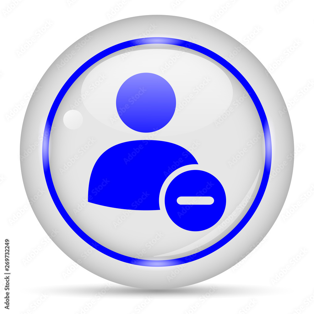 Delete contact icon. White glossy round vector icon in eps 10. Editable modern design internet button on white background. Delete contact icon. White glossy round vector icon in eps 10. Editable modern design internet button on white background.