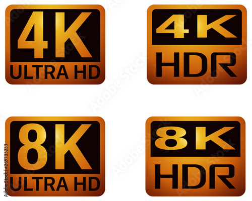 ULTRA HD and HDR TV sign on white background