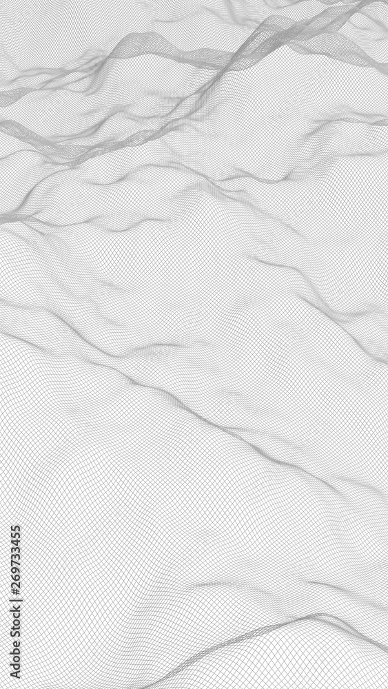Abstract landscape on a white background. Cyberspace grid. hi tech network. 3d illustration Abstract landscape on a white background. Cyberspace grid. hi tech network. 3d illustration
