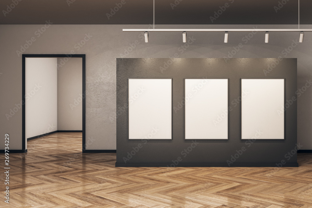 Luxury gallery with empty billboard