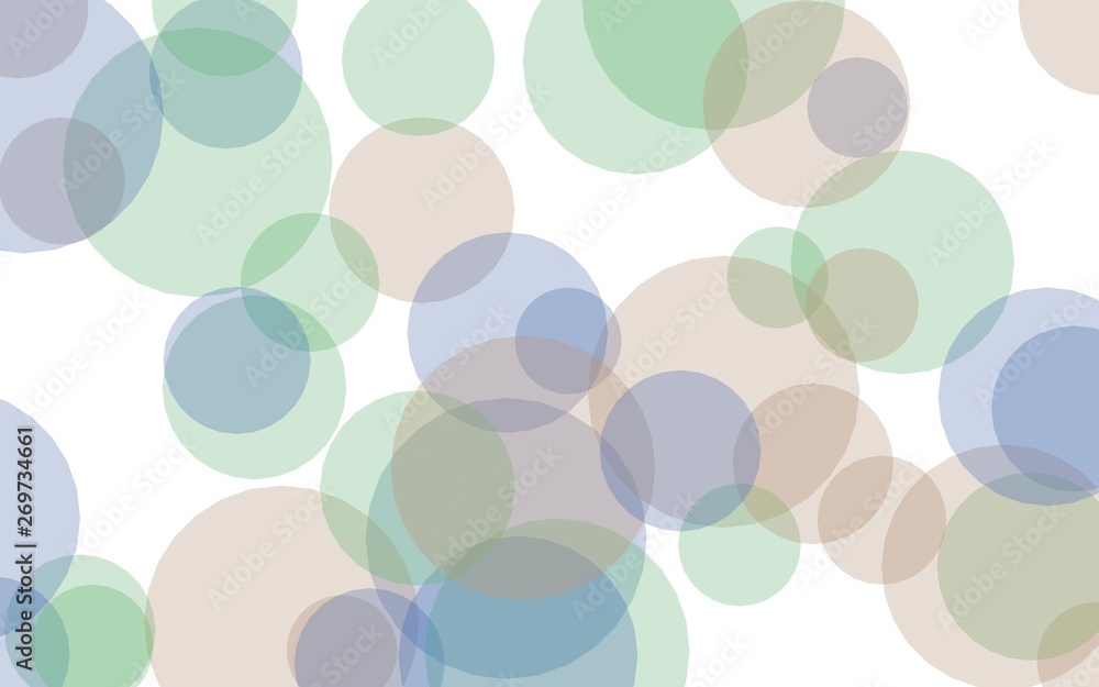 Multicolored translucent circles on a white background. Green tones. 3D illustration Multicolored translucent circles on a white background. Green tones. 3D illustration