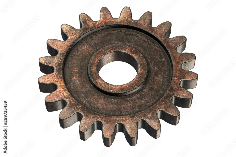 3D render of old Rusty Gear isolated on white 3D render of old Rusty Gear isolated on white