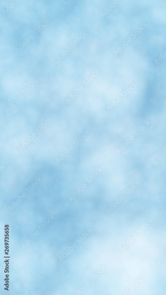 Background of abstract white color smoke isolated on blue color background. The wall of white fog. 3D illustration