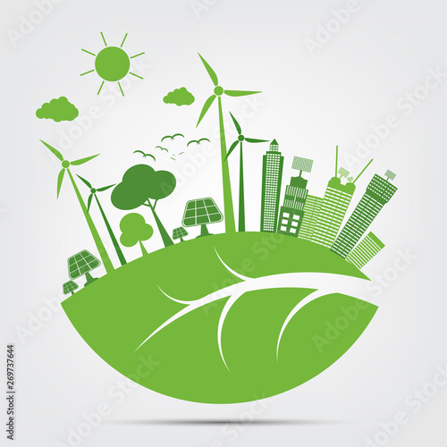 Green cities help the world with eco-friendly concept ideas,Vector Illustration