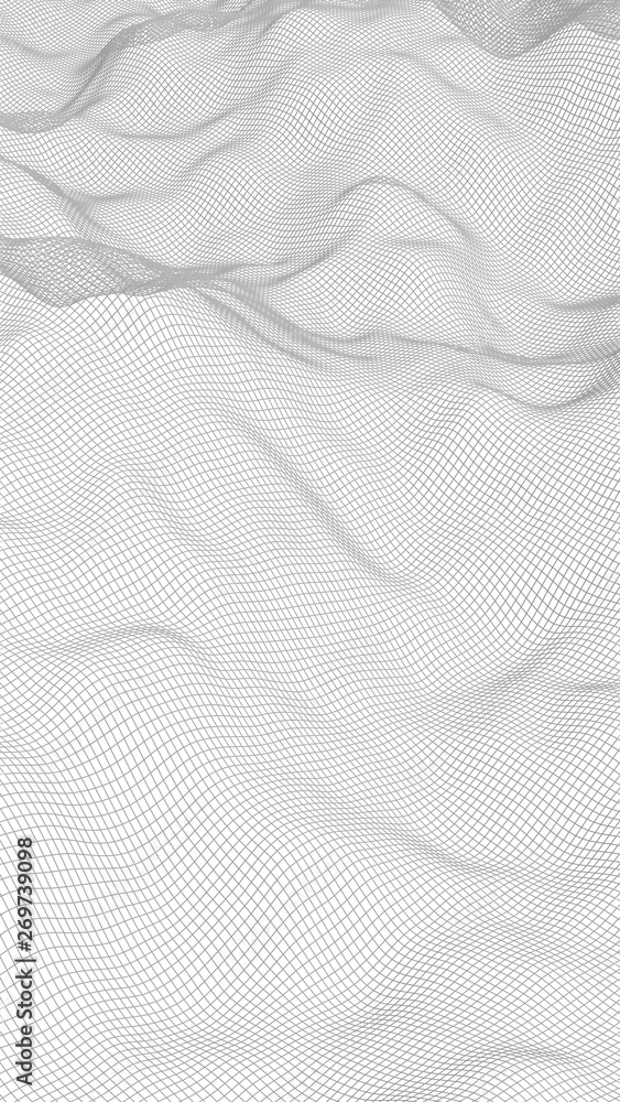 Abstract landscape on a white background. Cyberspace grid. hi tech network. 3d illustration Abstract landscape on a white background. Cyberspace grid. hi tech network. 3d illustration