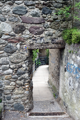Fototapeta Naklejka Na Ścianę i Meble -  Old stone etrance to the city of Merano, South Tyrol, Italy