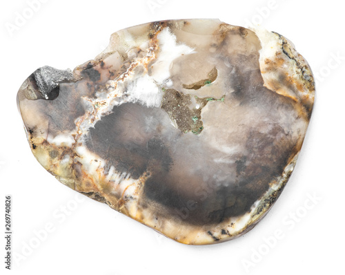 piece of geological agate stone, texture of semi-precious stone