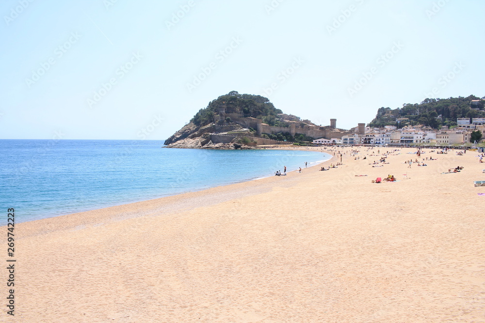Tossa de Mar, Vila Vella and the sandy beach, Costa Brava, Catalonia, Spain