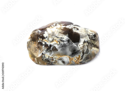 piece of geological agate stone, texture of semi-precious stone