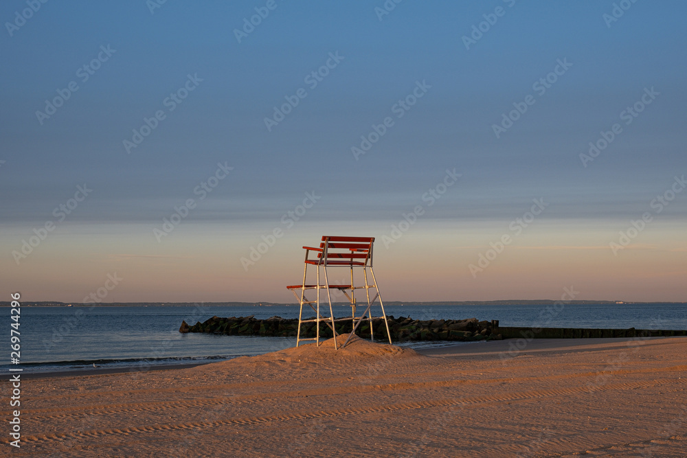 Sunrise on the beach in Coney Island New York City
