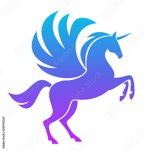 Blue Pegasus on a white background