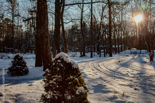 Sunset in the winter snow