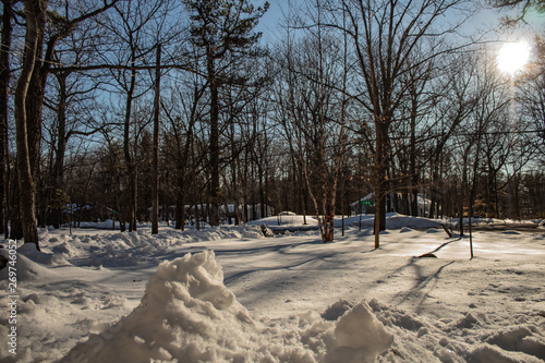 Sunset in the winter snow