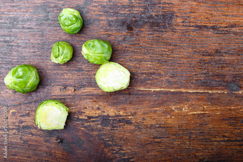 brussels sprouts on wooden background