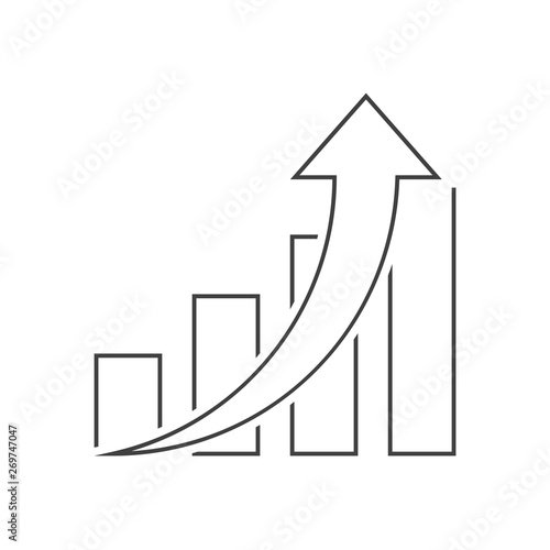 Graph up outline icon on white background