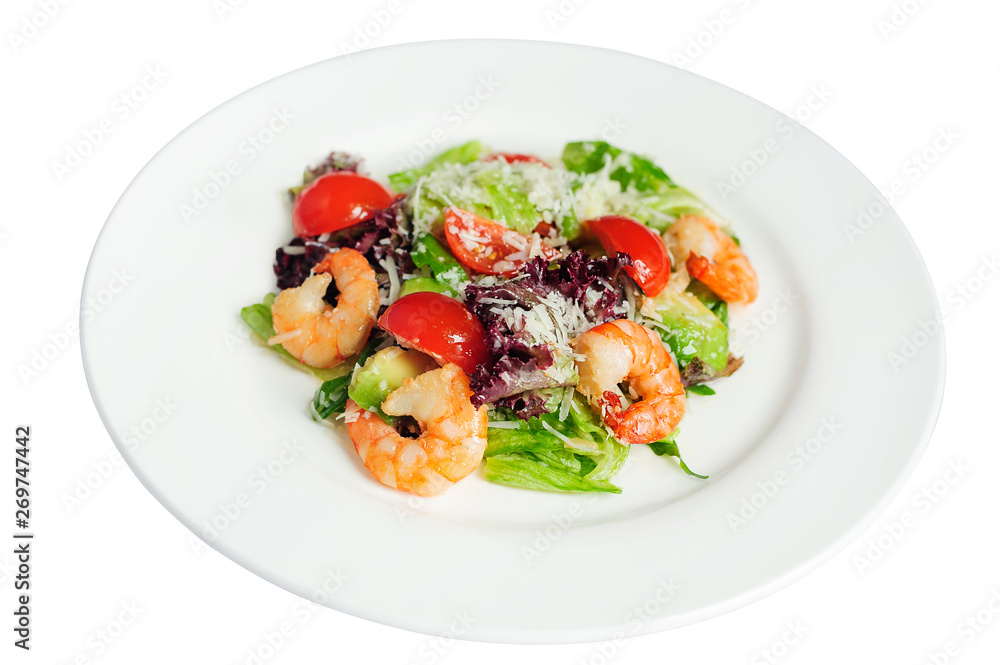 Dieting fresh seafood salad isolated on a white Dieting fresh seafood salad isolated on a white