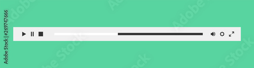 Modern minimized web audio player in flat material style.