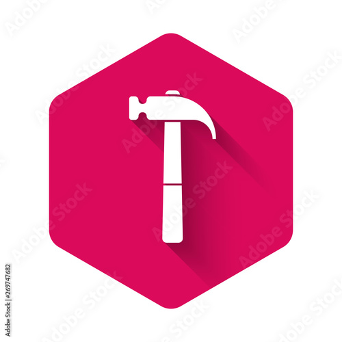 Foto White Hammer icon isolated with long shadow