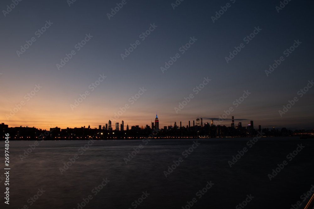 New York City Skyline at Sunset from Domino Park