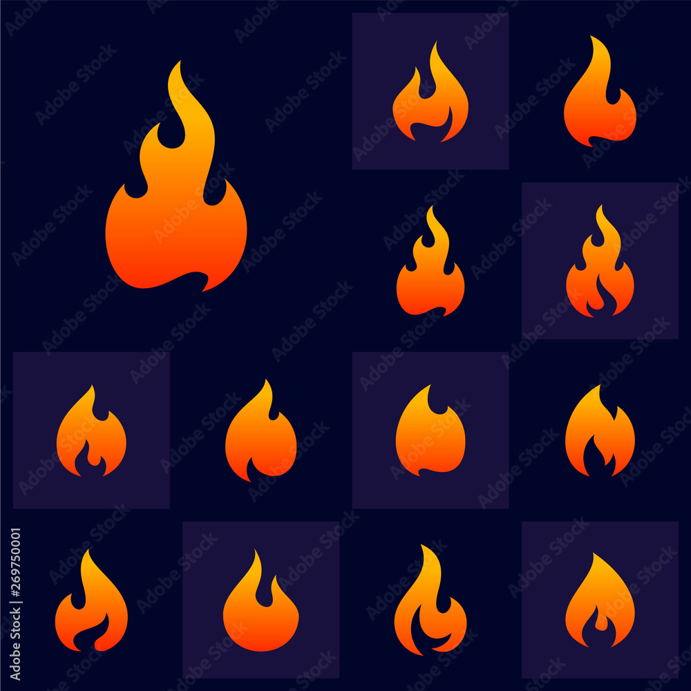 Set of Fire Flame Logo Design Vector Template. Icon Symbol. Set of Fire Flame Logo Design Vector Template. Icon Symbol.