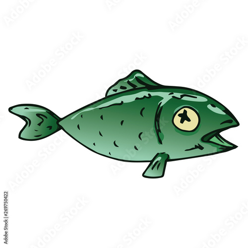 Fish icon. Vector illustration of a fish for food. Hand drawn dead fish.