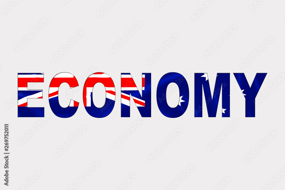 Economy Word over Australian Flag. Economy Word over Australian Flag.