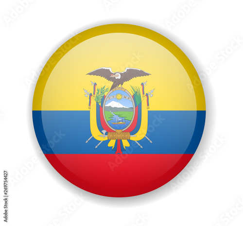 Ecuador flag round bright icon on a white background photo