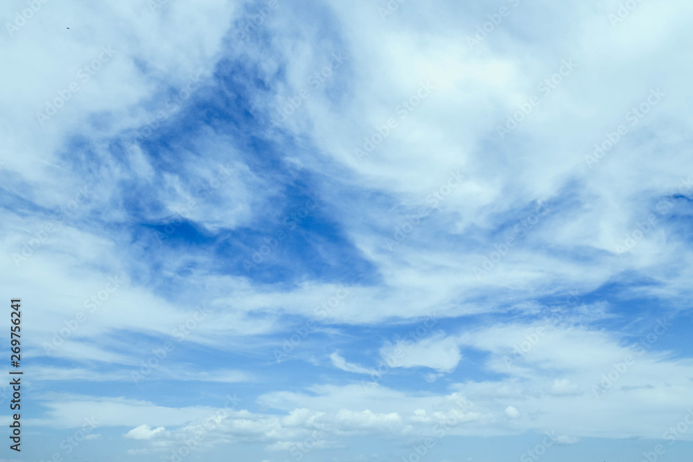 Beautiful bright blue sky with clouds. picturesque colorful