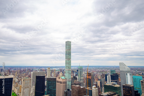 USA. New York. May 2019  View from the top.American aerial landscape with usa. Manhattan - New York City Aerial view. Midtown manhattan. Panoramic view. City financial district. New York skyline - USA
